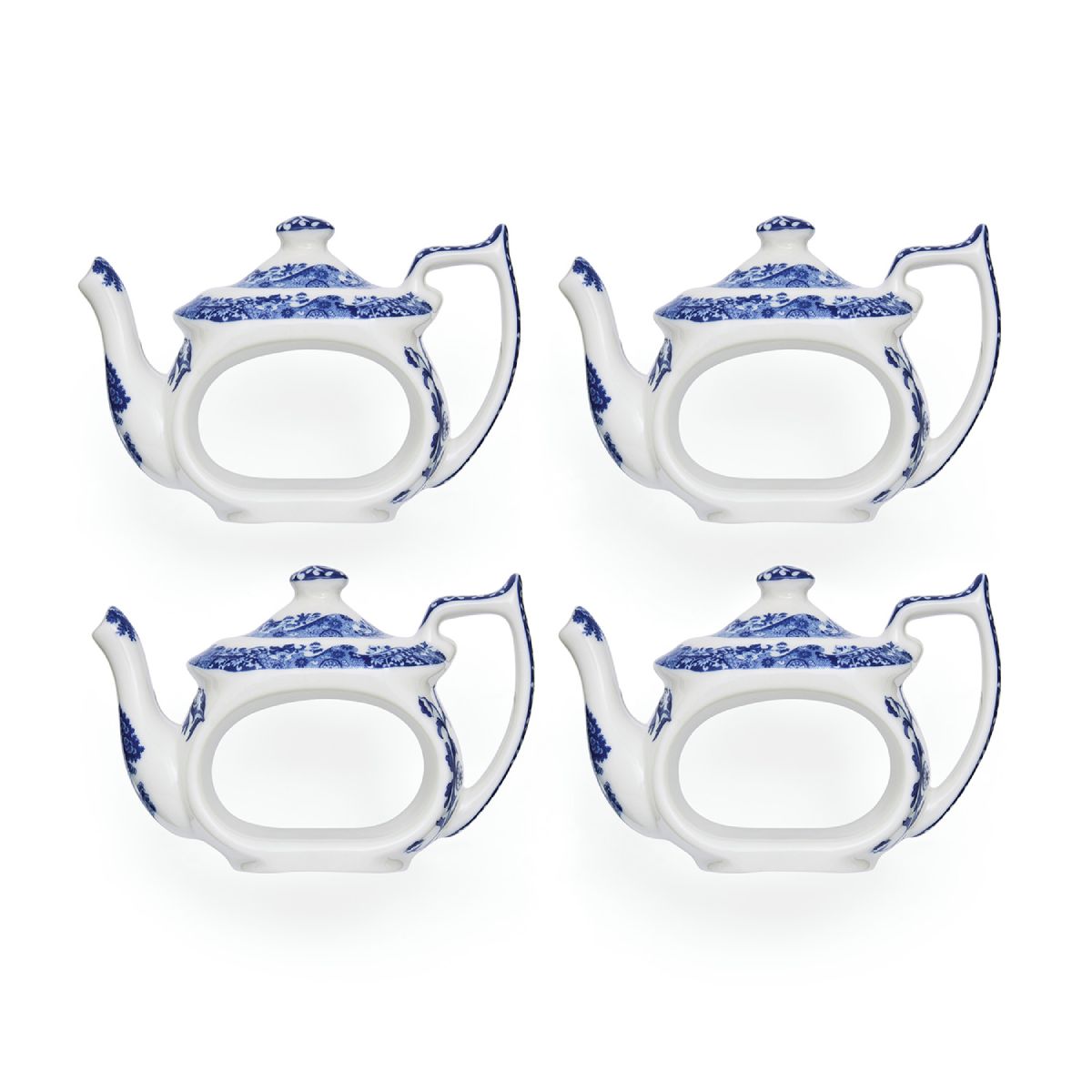 Blue Italian Teapot Napkin Rings Set of 4 image number null